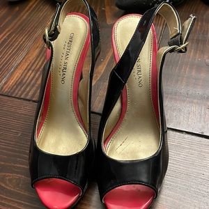 Christian Soriano for Payless black patent sling back heels